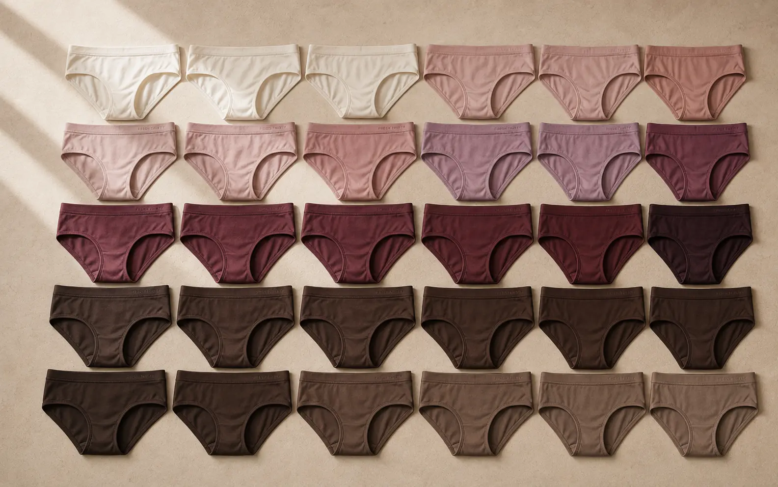 Thirty Fresh Thirty Her briefs arranged by colour